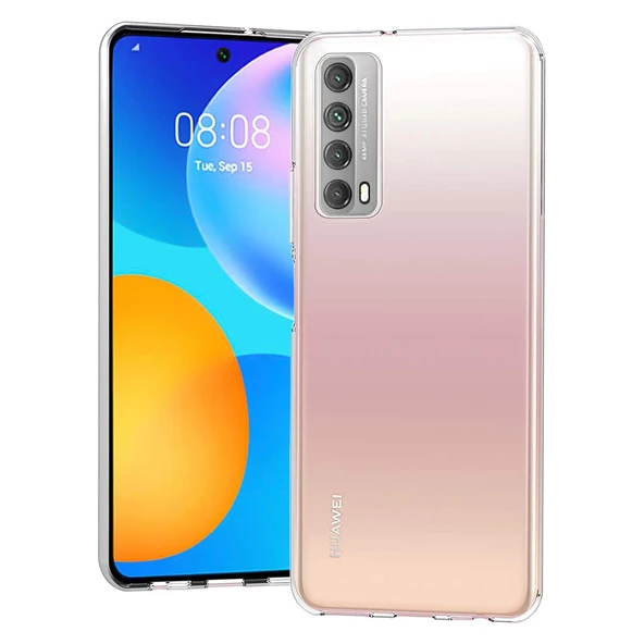 FitCase Huawei P Smart 2021 Kılıf Kamera Korumalı Silikon Şeffaf Arka Kapak