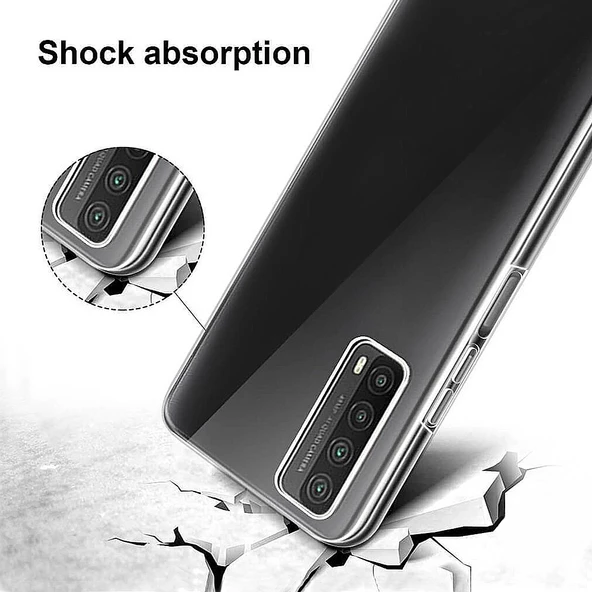 FitCase Huawei P Smart 2021 Kılıf Kamera Korumalı Silikon Şeffaf Arka Kapak - 3