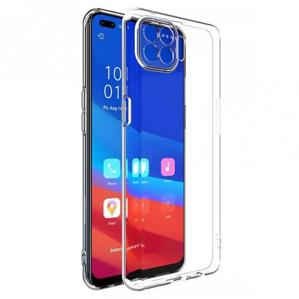 FitCase Oppo Reno4 Lite Kılıf Kamera Korumalı Silikon Şeffaf Arka Kapak