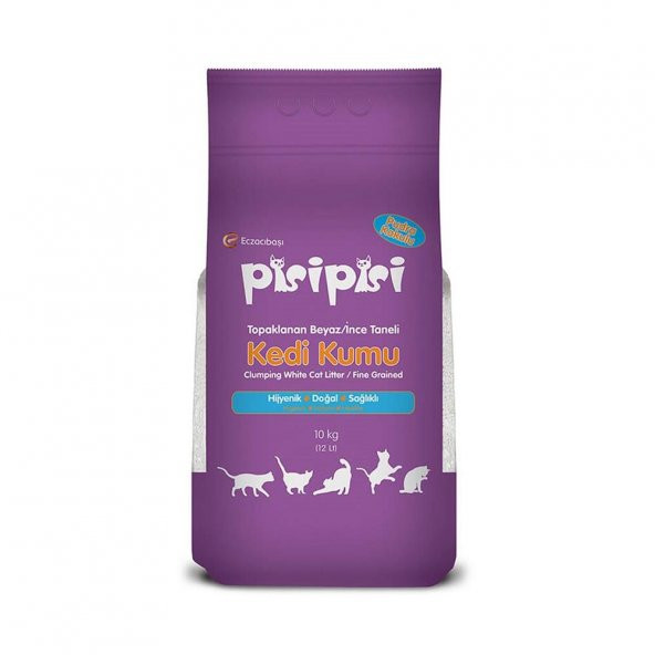 Pisipisi Pudralı İnce Taneli Topaklaşan Bentonit Kedi Kumu 10 kg