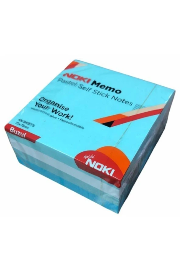 Noki Yapışkanlı Not Kağıdı Küp 400 Sayfa 75 x 75 MM Pastel Buz (12 Adet)