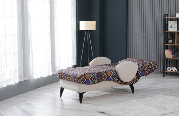 Meşe Home Pascal Desenli ve Düz Kumaş Plastik Yüksek Ayaklı Minderli Bazalı Modern Kademeli Tv Koltuğu - 7