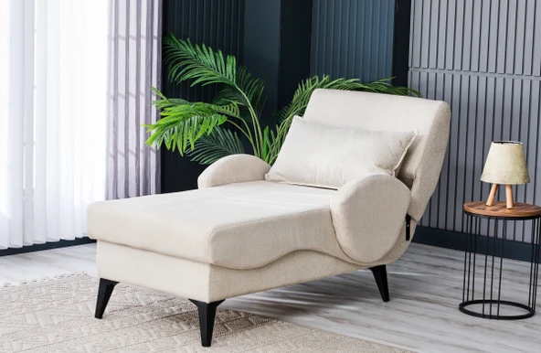 Meşe Home Pascal Desenli ve Düz Kumaş Plastik Yüksek Ayaklı Minderli Bazalı Modern Kademeli Tv Koltuğu - 2