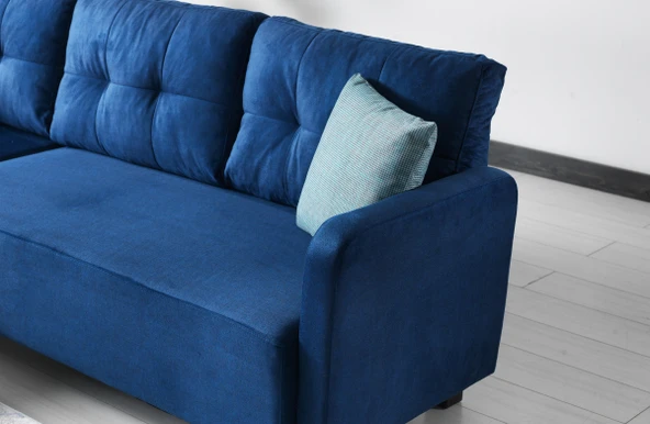 Meşe Home Puzzle Kılıflı Süngerli Nubuk Kumaş Mavi Plastik Ayak Köşe Takımı - 2