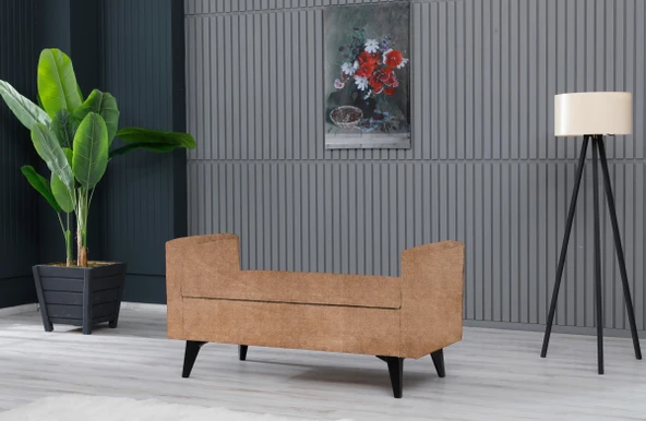 Meşe Home Toffet Bazalı Değiştirilebilir Kollu Süngerli Yüksek Plastik Ayaklı Puf - Bench