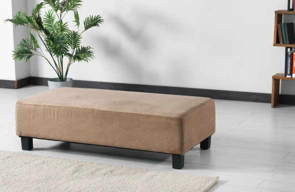 Meşe Home Puzzle Kılıflı Süngerli Nubuk Kumaş Plastik Ayak Puf Açık Kahve