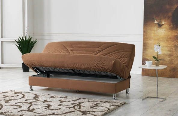 Meşe Home Smart Kılıflı Bazalı Yataklı Süngerli S Yaylı Kanepe Kahve - 2