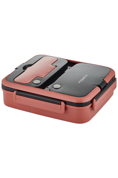 Vagonlife Lunch Box 1000 ML Tek Kat 3 Bölmeli Metal Kaşıklı Yeni Nesil Sefer Tası-FFLBOX10164 - 8