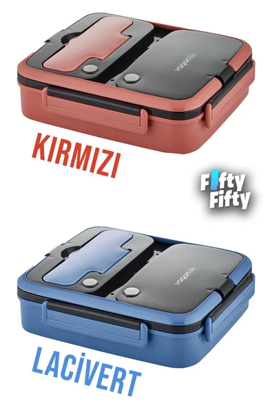 Vagonlife Lunch Box 1000 ML Tek Kat 3 Bölmeli Metal Kaşıklı Yeni Nesil Sefer Tası-FFLBOX10164 - 7
