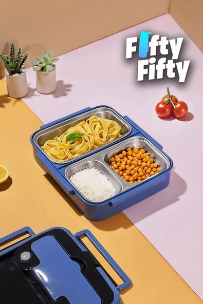 Vagonlife Lunch Box 1000 ML Tek Kat 3 Bölmeli Metal Kaşıklı Yeni Nesil Sefer Tası-FFLBOX10164 - 11