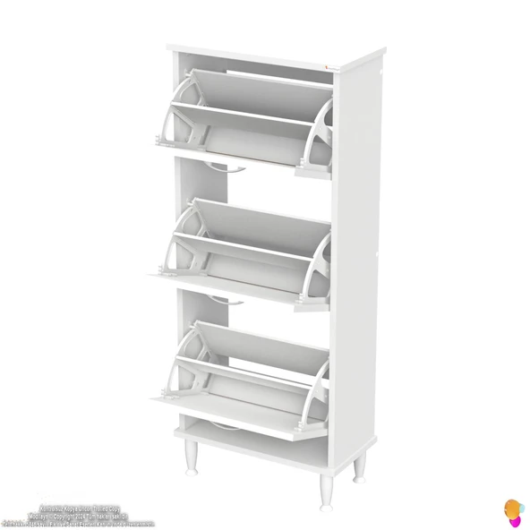 Modilayn VARBİ Kapı Önü 52 x 127 x 25,5 cm’ lik 3 Düşer Kapak 6 Göz Raf Bölmeli Ayakkabılık - 7