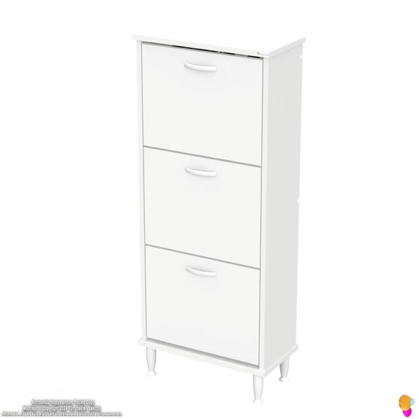 Modilayn VARBİ Kapı Önü 52 x 127 x 25,5 cm’ lik 3 Düşer Kapak 6 Göz Raf Bölmeli Ayakkabılık - 6
