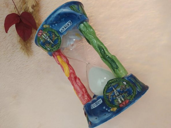 Hdmarketim Seramik Nostaljik Dekoratif Cam Fanuslu Kum Saati - 3