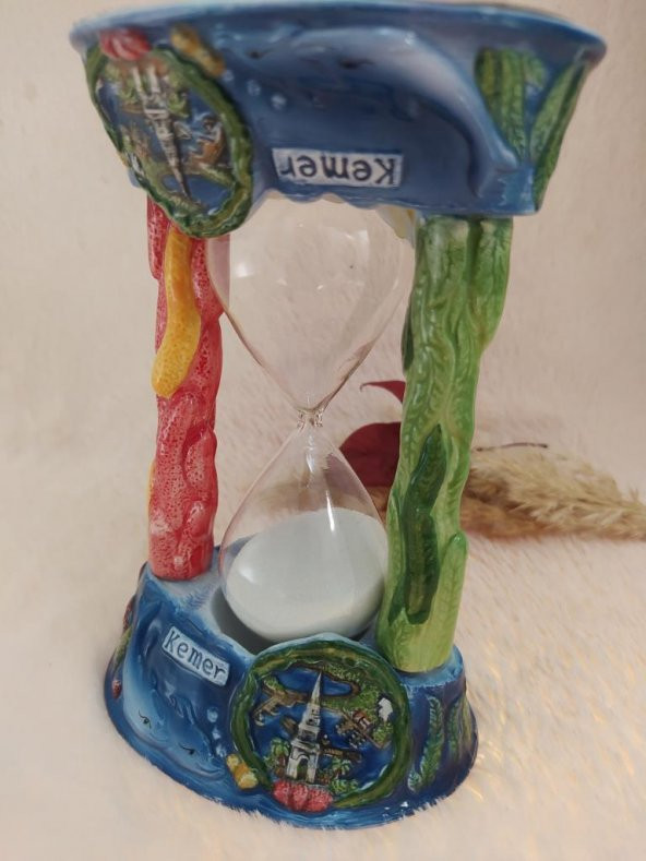 Hdmarketim Seramik Nostaljik Dekoratif Cam Fanuslu Kum Saati - 4