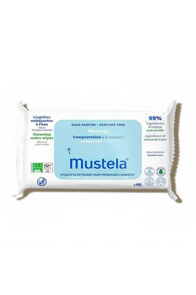 Mustela Kompost Edilebilir Parfümsüz 60 Yaprak Islak Mendil