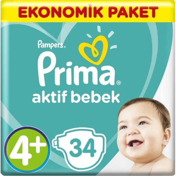 PRİMA AKTİF BEBEK 4+ EKONOMİK PAKET 34 ADET