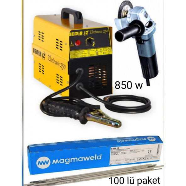 250 AMPER DEMİRİZ KAYNAK MAKİNESİ 850 V AVUÇ İÇİ 100 LÜ ELEKTROT HEDİYELİ