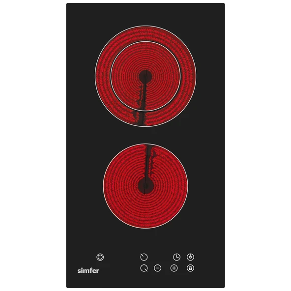 Simfer 3370 2G Elektrikli 30 cm Siyah Cam Ankastre Ocak ürün görseli 1