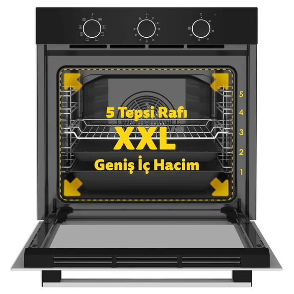 Simfer 8220 Ank. QS Büyük Pop-up 9 Fonk Siyah Cam Power Turb - Resim 2