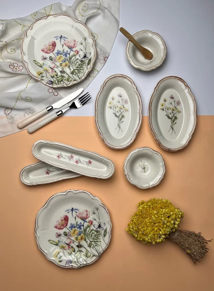 Tabak Evi Porselen Fulya Buket Kahvaltı Takımı 6 Kişilik 14 Parça - 3