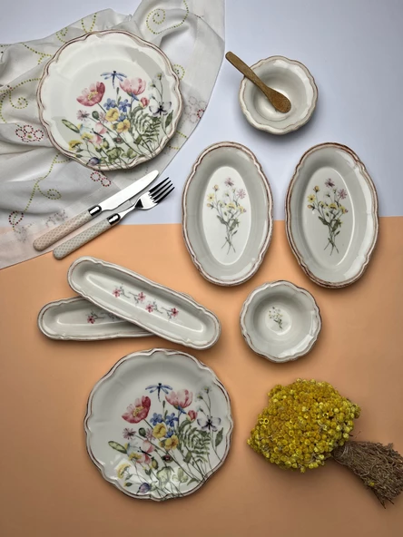 Tabak Evi Porselen Fulya Buket Kahvaltı Takımı 6 Kişilik 14 Parça - 4