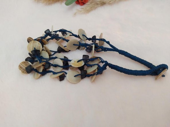 Hdmarketim Doğal Sedef Taşlı Tasarım Kolye - Resim 2