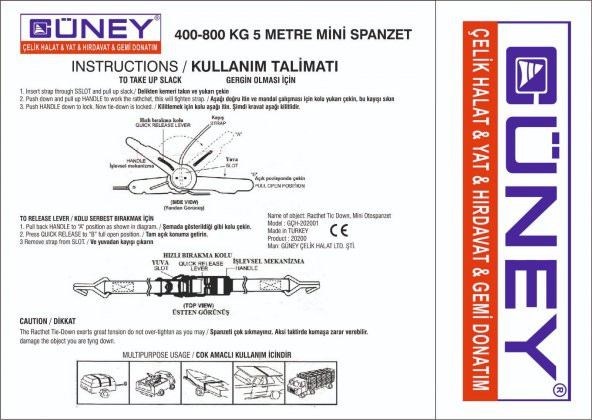400-800 kg 5 Metre Yük Sabitleme Mini Spanzet - 3