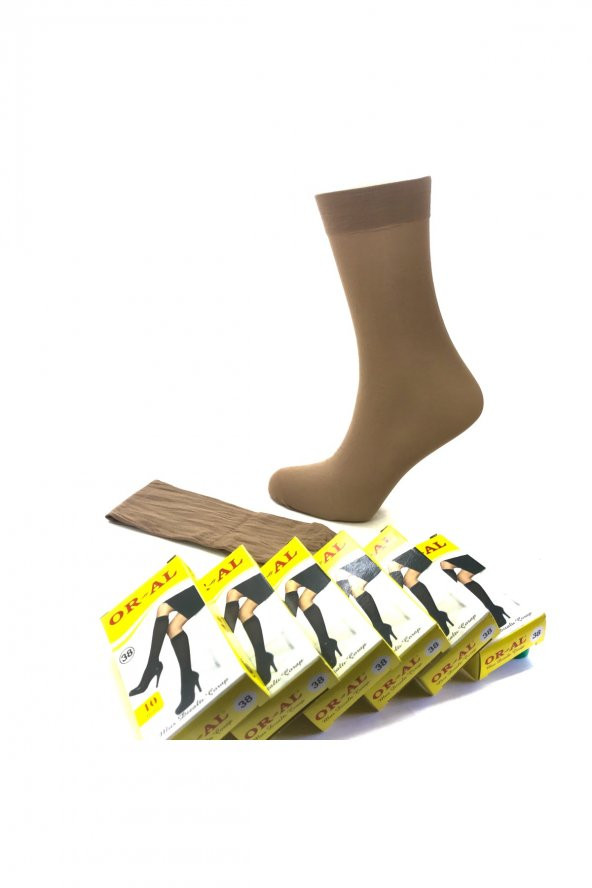 TEN DİZALTI KADIN ORAL  ÇORAP RENK KODU 38  6LI  BT-0003 - 1