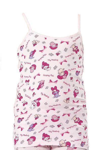 12 Adet Kota Kız Çocuk Baskılı İp Askılı Atlet Karışık Renk 3405 - Resim 2