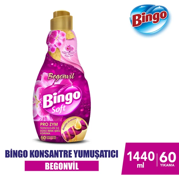 Bingo Soft Konsantre Çamaşır Yumuşatıcısı Begonvil 1440 ml X 4 Adet - 2