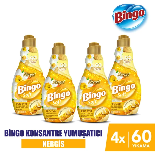 Bingo Soft Konsantre Çamaşır Yumuşatıcısı Nergis 1440 ml X 4 Adet