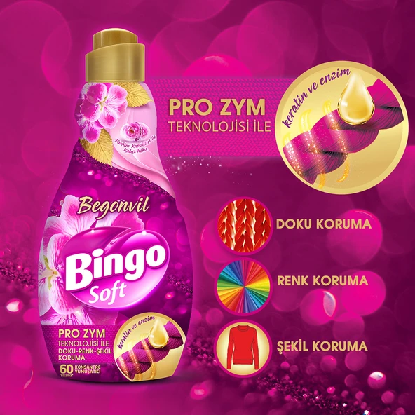 Bingo Soft Konsantre Çamaşır Yumuşatıcısı Begonvil 1440 ml X 6 Adet - 6