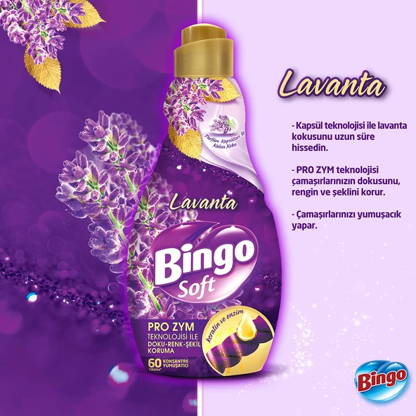 Bingo Soft Konsantre Çamaşır Yumuşatıcısı Lavanta 1440 ml X 6 Adet - 5