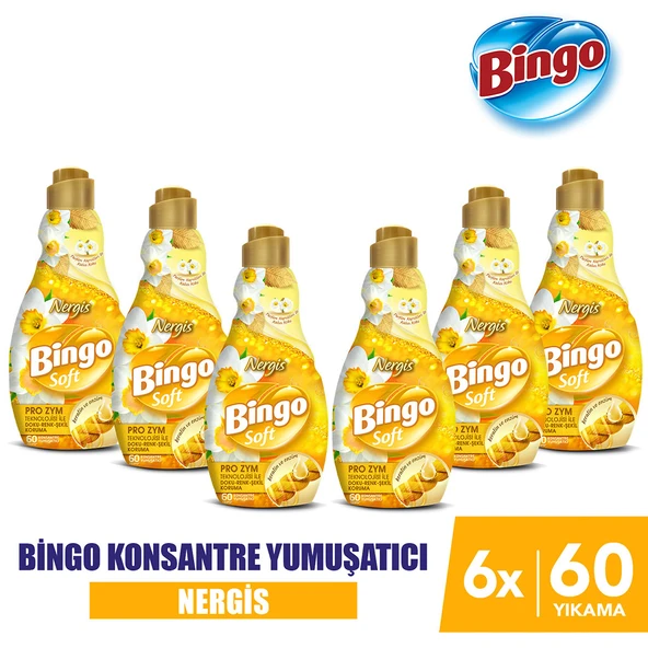 Bingo Soft Konsantre Çamaşır Yumuşatıcısı Nergis 1440 ml X 6 Adet