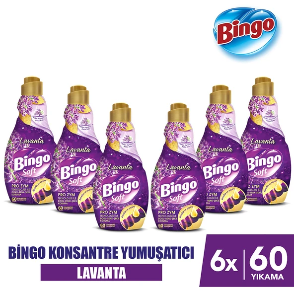 Bingo Soft Konsantre Çamaşır Yumuşatıcısı Lavanta 1440 ml X 6 Adet