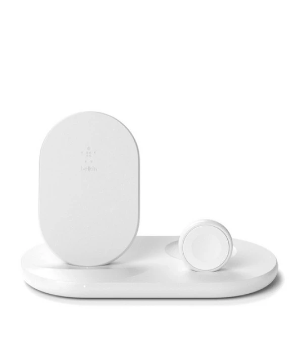 Belkin 3-in-1 Apple Ürünleri için Kablosuz Şarj Cihazı-Beyaz
