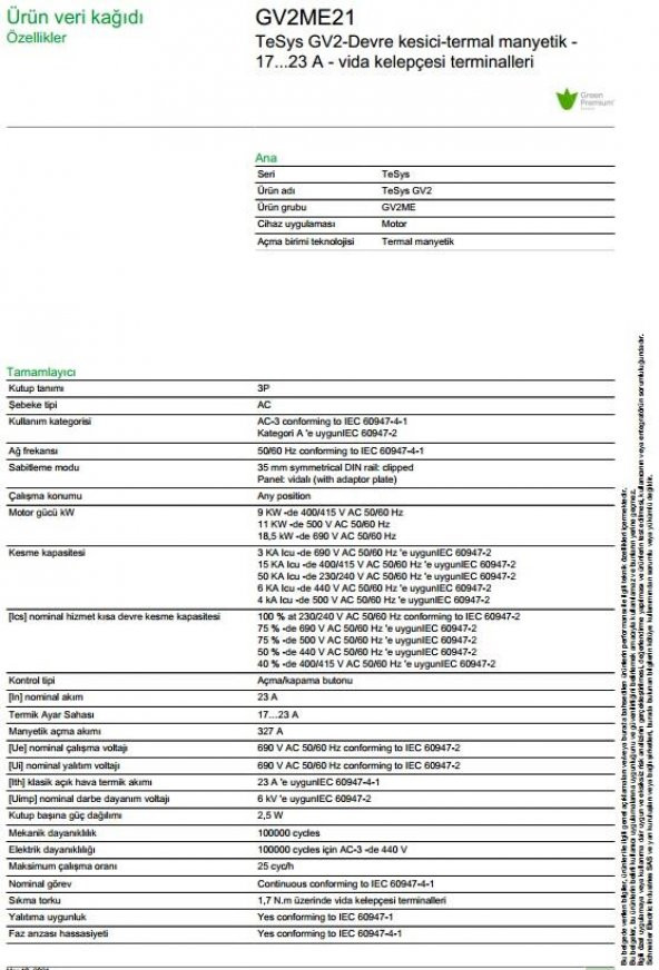 Schneider GV2ME21 17-23 Amper Motor Koruma Şalteri (Termik Şalter) - 4