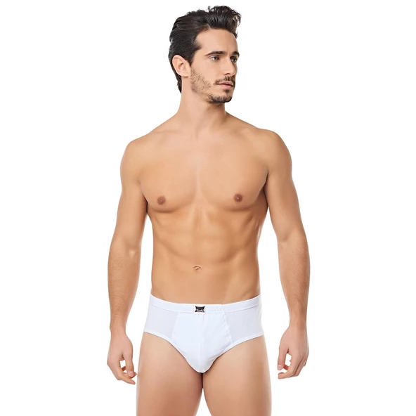 Tutku Erkek Battal Beden 7 No Penye Slip Külot %100 Pamuk Beyaz