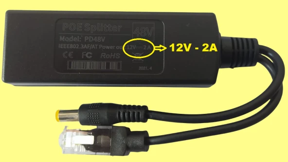 Cat6 kablo ile 48v to 12v çevirici ip poe enjektör splitter