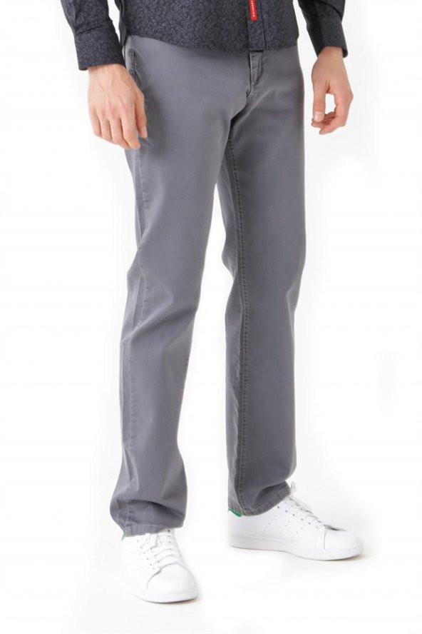 Erkek Likrali Slimfit Açık Gri Pantolon