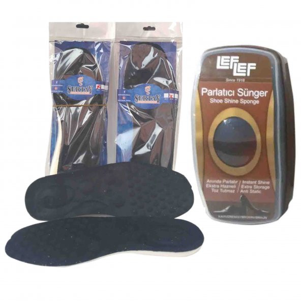 Öztürk Kundura Ayakkabı İç Astarı Topuk Destekli Siyah + Leflef Parlatıcı Sünger Depolu Kahve