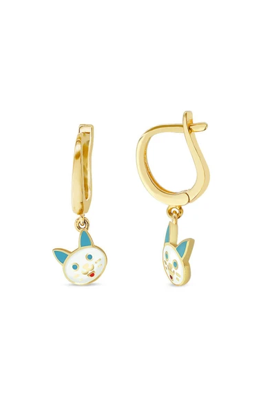 Kedi Sallantılı Çocuk Altın Küpe ürün görseli 1