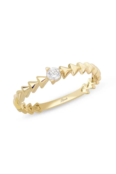 Üçgen Motifli Trend Tektaş Altın Yüzük