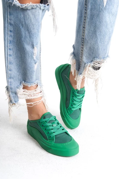 Kadın Bağcıklı Günlük Sneaker Tam Kalıp Rahat Spor Ayakkabı - Resim 3