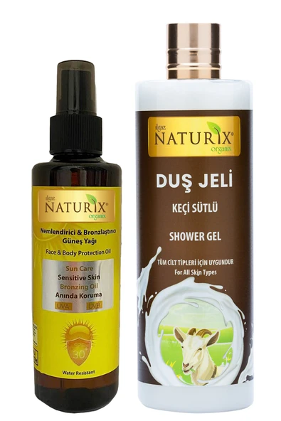 Bronzlaştırıcı ve Nemlendirici Güneş Yağı 30 Spf 200 Ml & Keçi Sütü Duş Jeli 400 Ml