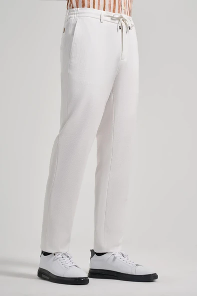 Açık Krem Esnek Yandan Cepli Classic Slim Fit Jogger Pantolon 1003240169 - 3