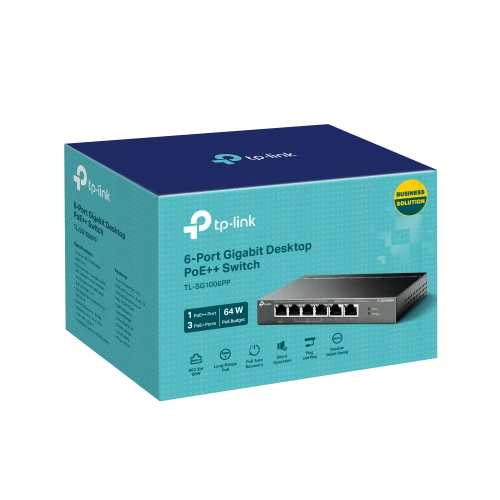 TP-LINK TL-SG1006PP 6 Port, GigaBit, Metal Kasa, 4 Port PoE, 64W, Yönetilemez, Masaüstü Switch - 2