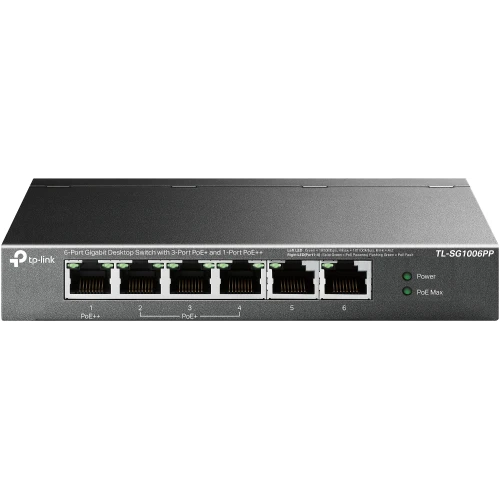 TP-LINK TL-SG1006PP 6 Port, GigaBit, Metal Kasa, 4 Port PoE, 64W, Yönetilemez, Masaüstü Switch