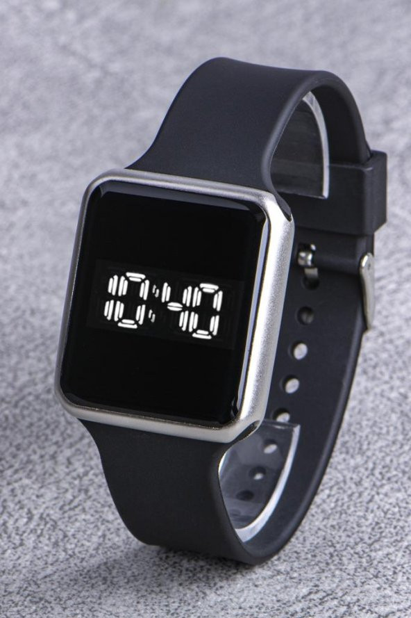 SaaTTino Gümüş Renk Silikon Kordonlu Dokunmatik Led Kasa Unisex Kadın Saat ST-303840 - 3