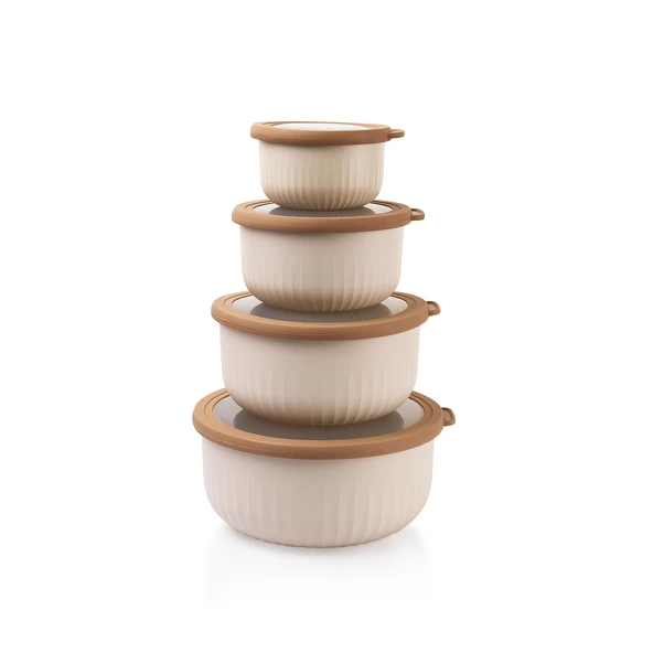 Schafer Ashley 4 lü Yuvarlak Saklama Kabı-Krem - 2